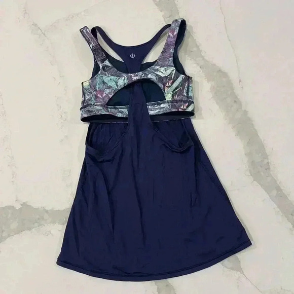 Lululemon All Sport Support Tank Navy Iridescent Multi Workout Bra Top Women's 2 - Picture 3 of 6